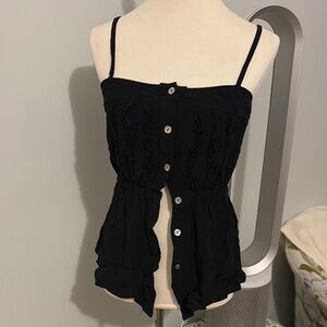 Black Button-Up Women's Top